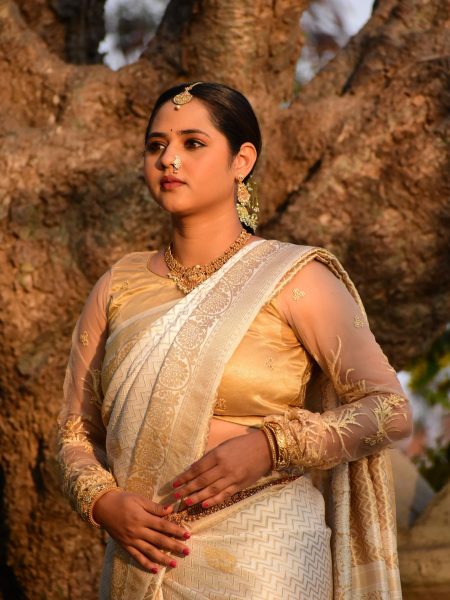 Ivory Banarasi Saree