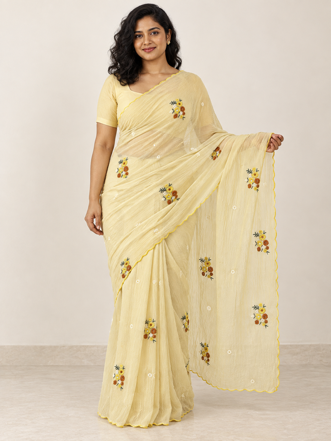 Buttercream Wildflower Saree